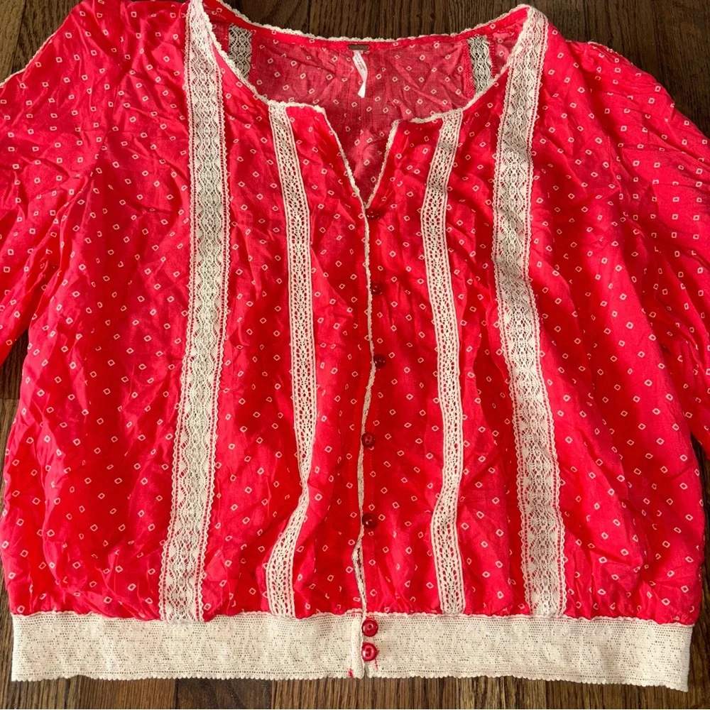 Free People Women’s Peasant Blouse Size S - Picture 2 of 13
